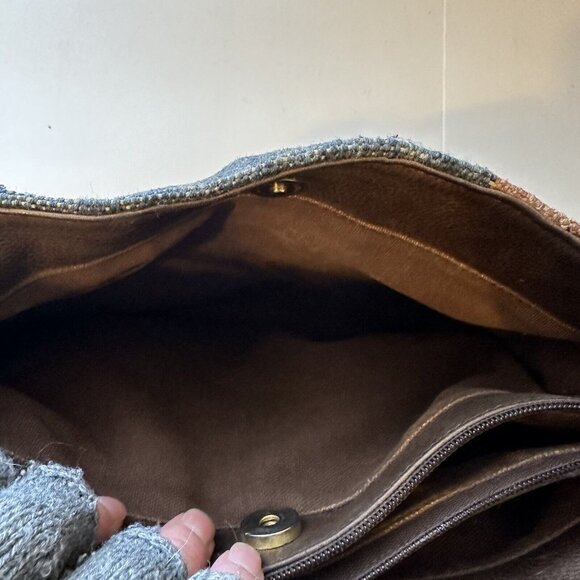 Vintage Western Cloth & Leather Aztec Print Womens Shoulder Bag Purse - Picture 9 of 10